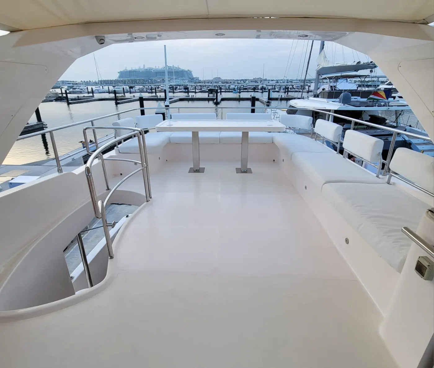 Flybridge lounge on 66ft yacht Dubai