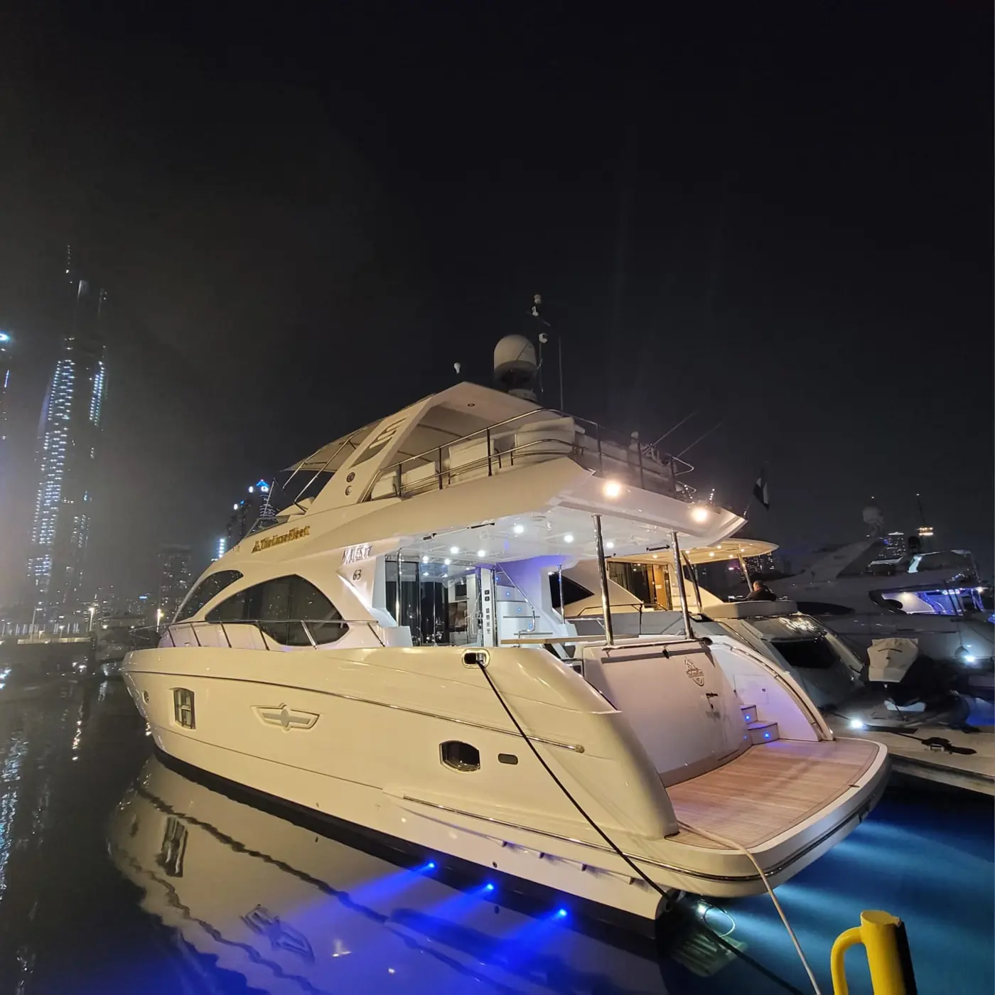 66ft yacht at night Dubai Marina